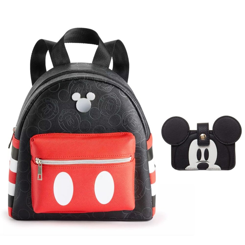 Disney Mickey Mouse Classic Cosplay Mini Backpack with Accordian Card Wallet